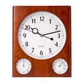 Bey Berk International Bey-Berk International CM105 Cherry Wood Wall Clock with Thermometer & Hygrometer - Brown CM105